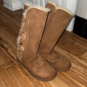 UGG Tan Suede Winter Boots with Button Accents